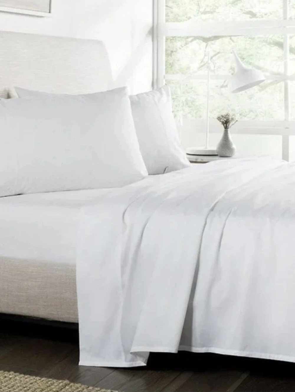 🔥New! Luxurious Johnson Home 300 TC Combed Cotton Sheet Set White Queen